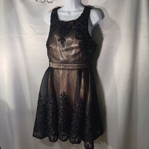 NWT Dear Moon Elegant Black Lace Overlay Dress Jr Size 11